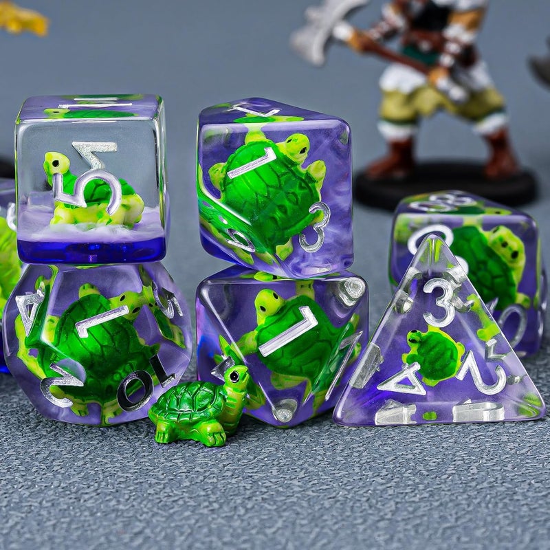 weyano DND Resin Tortoise Dice Set, D&D Polyhedral Dice for Dungeons and Dragons RPG, MTG Role Playing Games D and D Dice 7pcs D20 D12 D10 D8 D6 D4 - Image 5